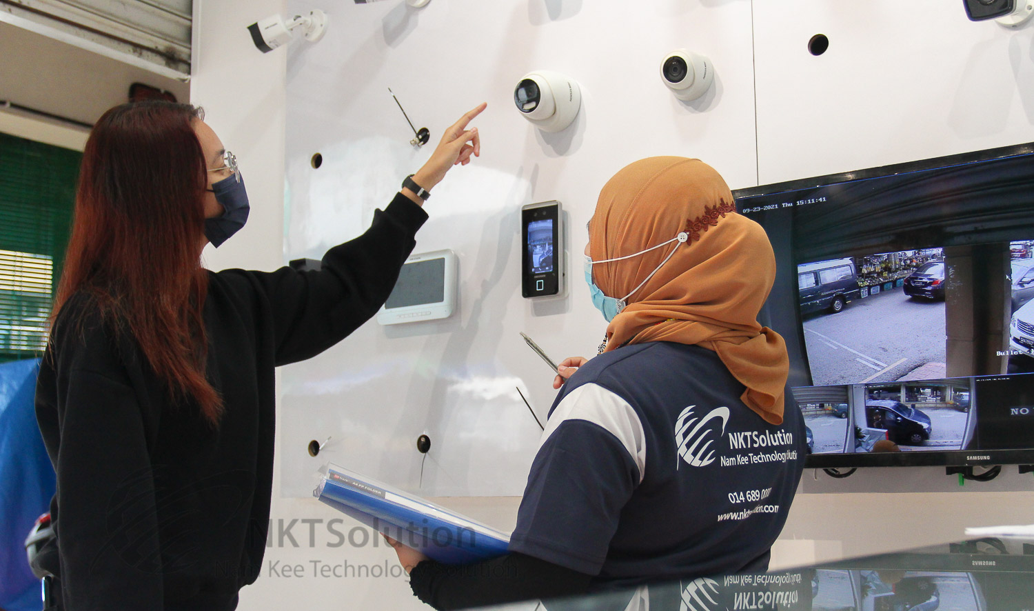 show room with security cameras